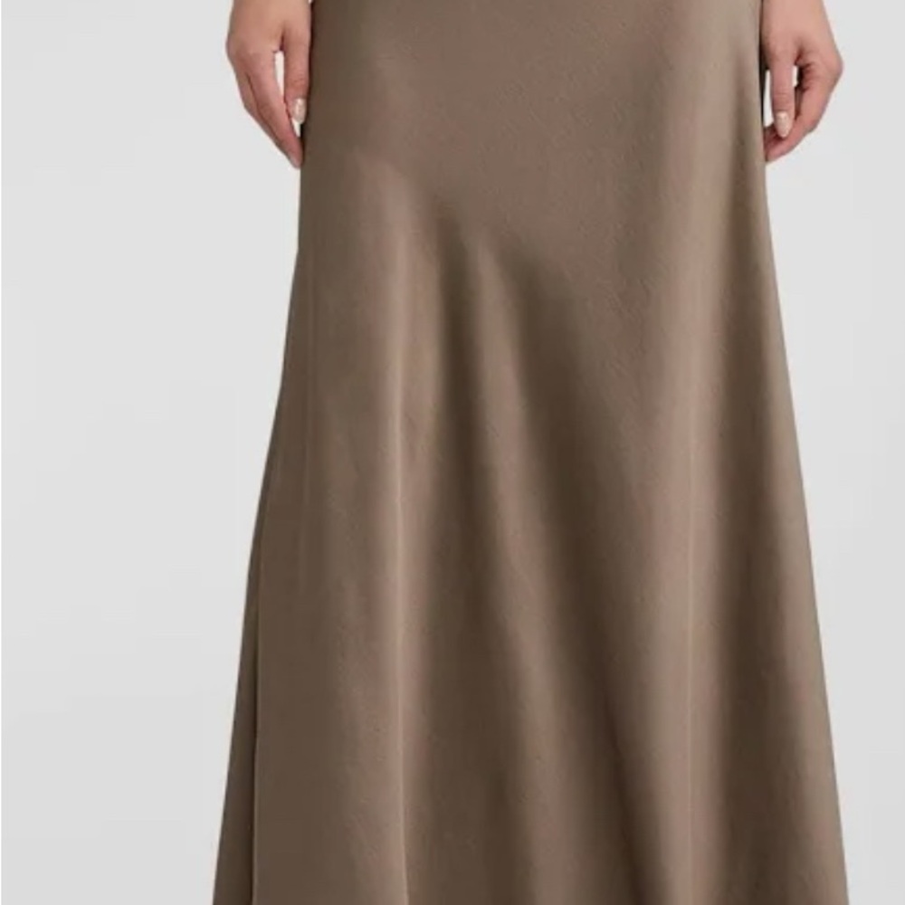 Ralph Lauren MASINA satin Maxi Skirt taupe 6 - Picture 3 of 5